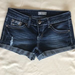 Denim shorts with decals